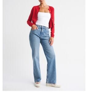 Abercrombie & Fitch High Rise 90s Relaxed Heart Embroidered Jean Size 30